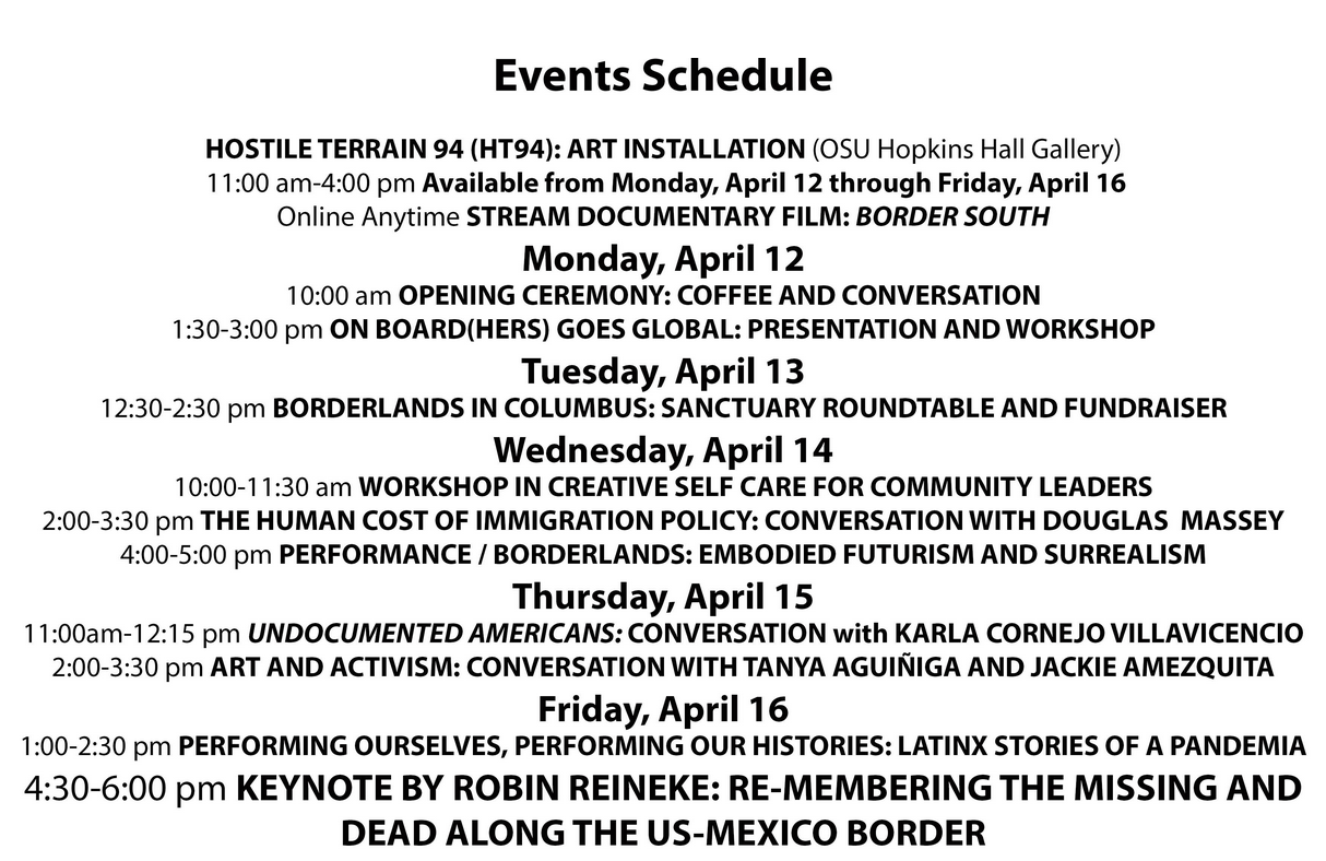 Event Schedule for Bringing the Border