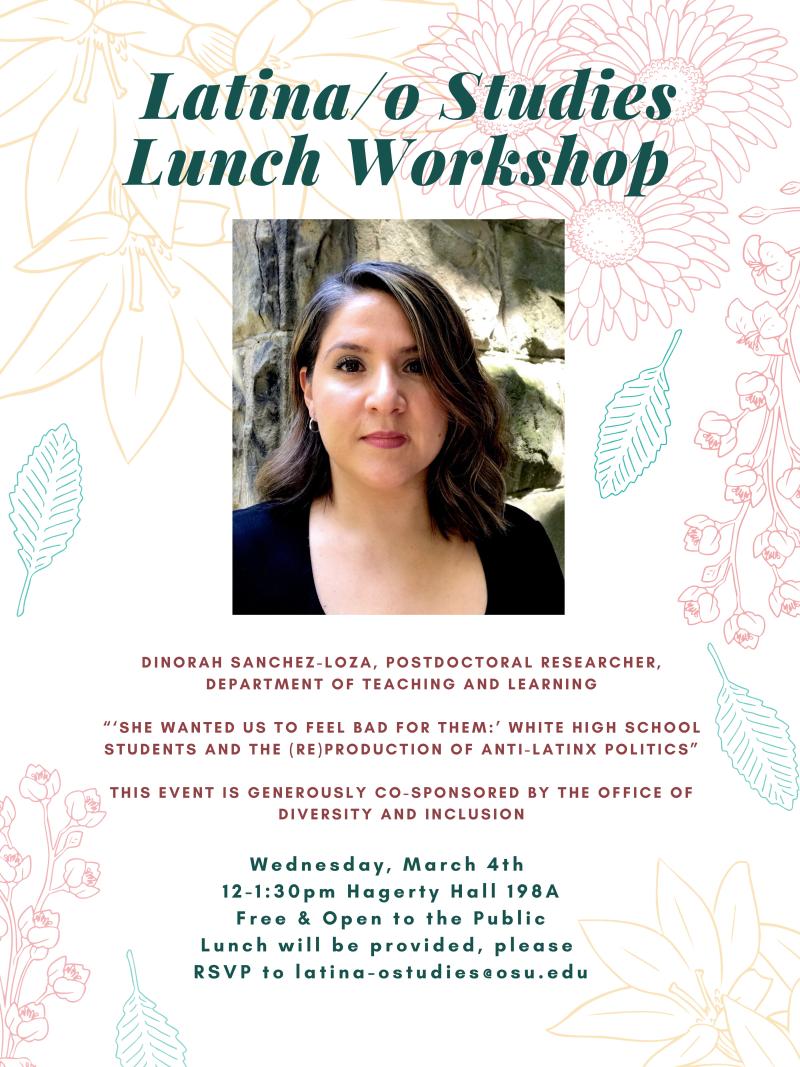 Latina/o Studies Lunch Workshop Flier