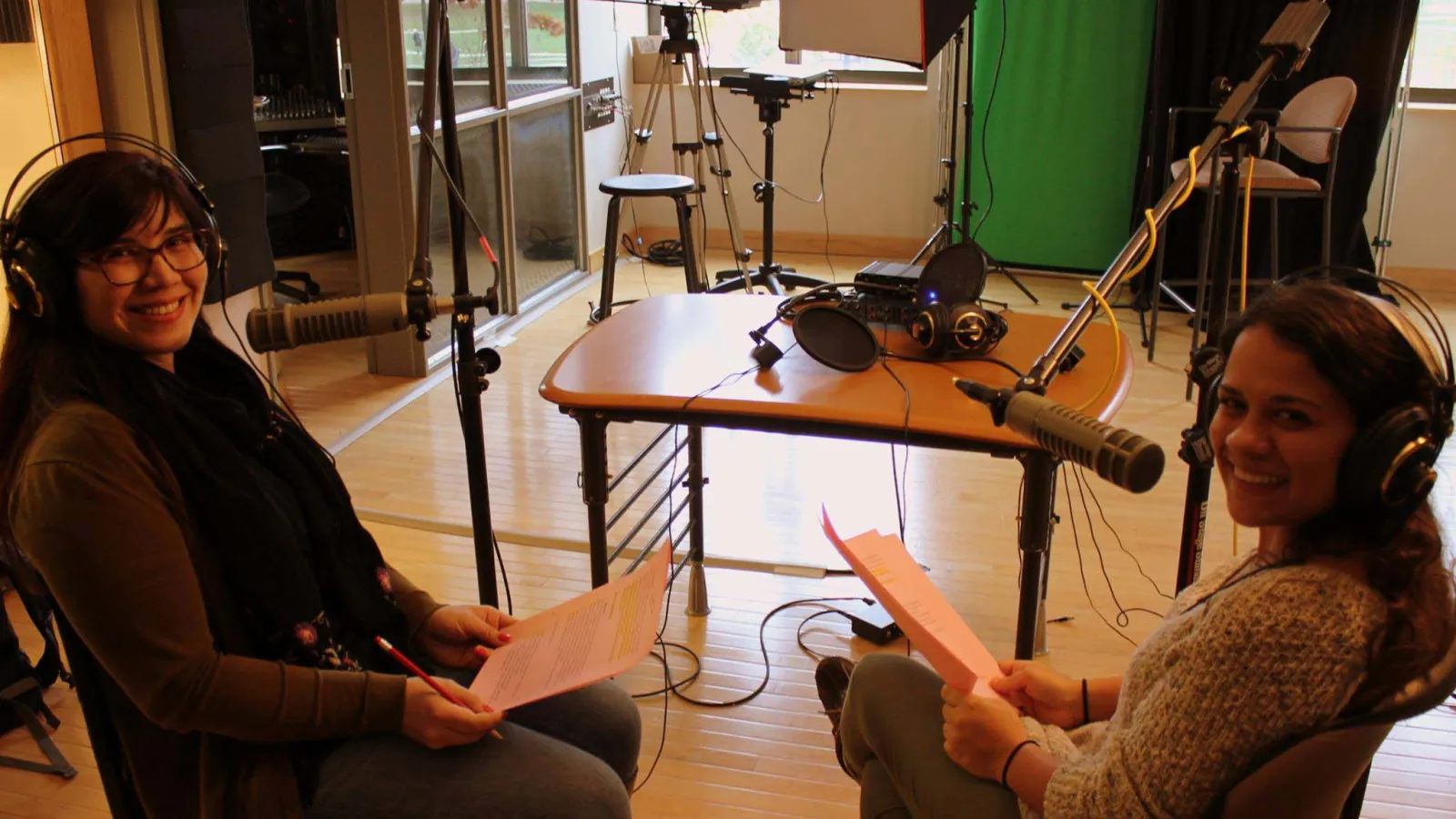 Elena Foulis and Adrina recording OhioHabla podcast