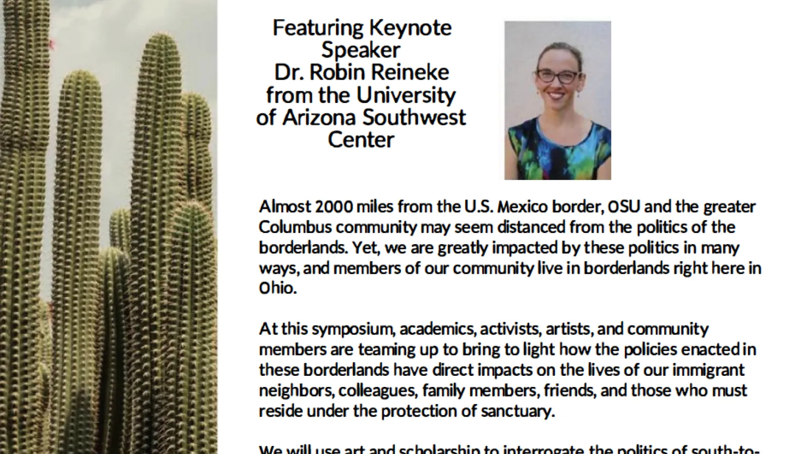 Poster for Bringing the Border to Columbus Symposium