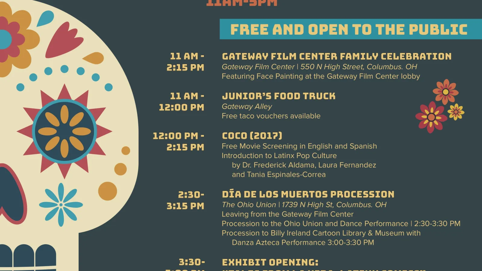 Dia De Los Muertos Celebration November 3 2018 11 am - 5 PM