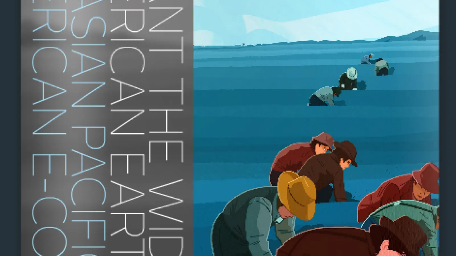 An illustration of people harvesting grain