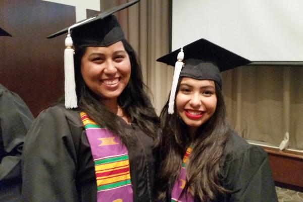 From left: Paloma Arroyo, graduating senior 2015 with a minor in Latina/o Studies; Veronica Flores, graduating senior 2015 who won Outstanding Undergraduate Research Paper Award in Latina/o Studies