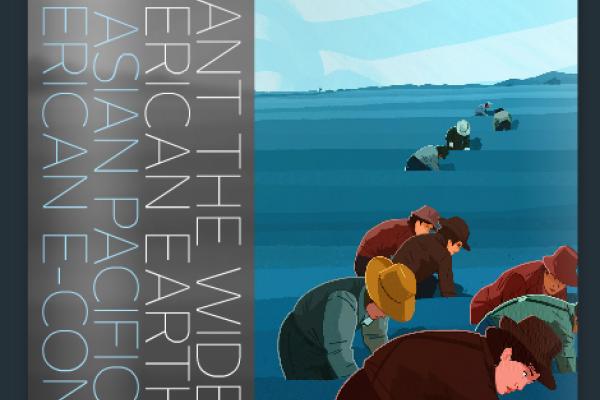 An illustration of people harvesting grain